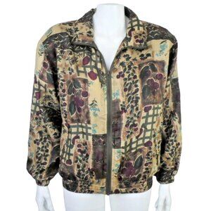 Vintage EVR Windbreaker Jacket 100% Silk Multicolor Full Zip